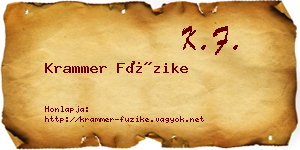 Krammer Füzike névjegykártya